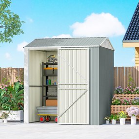 Outsunny Metalowy Domek Ogrodowy 3,5 m², Wysoki Zamykany Schowek z Pochyłym Dachem, Wentylacją i Rękawicami, 209 x 177 x 236 cm | Aosom PL