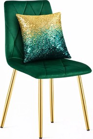Zielone pikowane krzesło welurowe glamour M1-C09