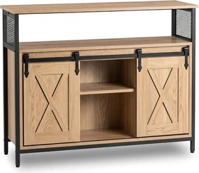 Komoda ARLO 100 cm z Półkami Dąb/Czarny Loftowa