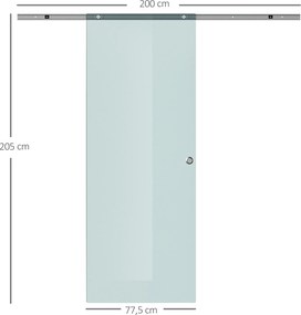 HOMCOM Drzwi Przesuwne Szklane Matowe 775 900 1025 x 2050 mm Nowoczesny Design do Wnętrz | Aosom PL