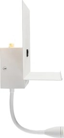 Nowoczesna lampa ścienna biała z USB i elastycznym ramieniem - Flero