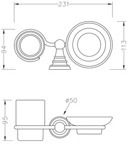 SAPHO 1318-04 Diamond Mydelniczka, szklanka, brąz