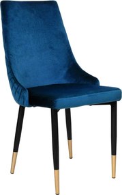 Granatowe metalowe krzesło tapicerowane glamour W2-M48