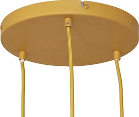 Retro Lampa wisząca musztardowożółta z matowym szkłem 3-punktowa - Fedde