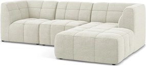 Beżowy narożnik z materiału bouclé (prawostronny/z szezlongiem) Aloha – Makamii