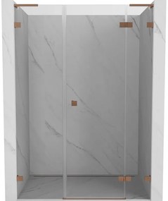 Mexen Lunar L drzwi prysznicowe uchylne prawe 130 cm, transparent, miedź szczotkowana - 834SL-130-050-65-00-P