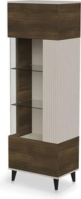 Witryna z lamelami do salonu w kolorze orzech + kaszmir N1-C05