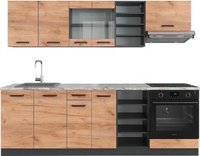 Zabudowa kuchenna złoty dąb power/antracyt 240x60x81.6 r-line