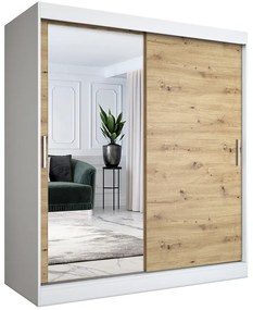 Szafa przesuwna biały + dąb artisan 180 cm - Seko 5X
