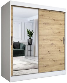 Szafa przesuwna biały + dąb artisan 180 cm T7-P38