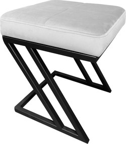 Pufa ZETA tkanina Welur loft ławka podnóżek metal : Kolor Stelaża - Czarny , Kolor tkaniny - VELVET - MG39, Typ tkaniny - Velvet