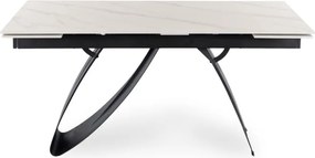 Zestaw Stół Rozkładany DEVON 160-220 cm Biały Marmur/Czarny i 4 Krzesła CITY Kremowe