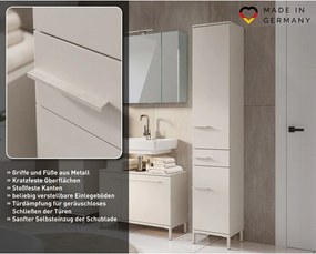 Kremowa wysoka/wąska szafka łazienkowa z matowym wykończeniem 34x190 cm Laurino – Germania