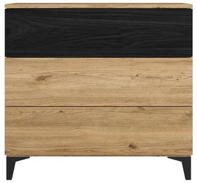 Czarno-naturalna niska komoda w dekorze dębu 80x74 cm Kronos – Marckeric