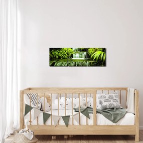 Obraz - Indonezyjskie wodospady (z zegarem) (90x30 cm)