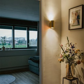 Inteligentna lampa ścienna złota okrągła z 2 żarówkami WiFi GU10 - Sandy Nowoczesny Oswietlenie wewnetrzne