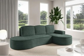Narożnik MOLLY Prawostronny z funkcją spania, wolnostojący tkanina ABRIAMO 09 Zielony