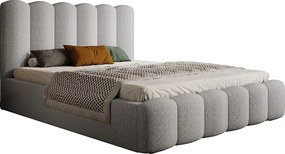 Łóżko tapicerowane MONA V DomoHome, nowoczesna rama z dużą skrzynią, tkanina łatwa w pielęgnacji, 140x200 cm, BUK