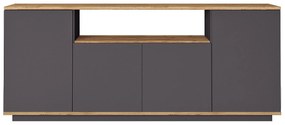 Komoda 4-drzwiowa z 1 półką - Antracytowy i naturalny - LOTULA