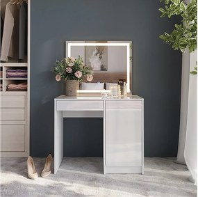 Stół toaletowy biały/biały wysoki połysk 89.8x50.1x76 sherry