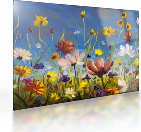 Malowany obraz kwitnącej łąki (70x50 cm)