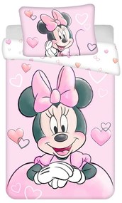 Jerry Fabrics Dziecięca pościel bawełniana do łóżeczka Minnie Powder pink