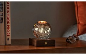 Ciemnobrązowa lampa stołowa ze ściemniaczem i szklanym kloszem (wys. 12 cm) Amber – Gingko