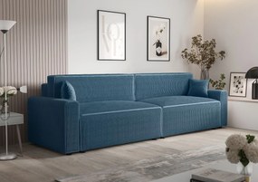 Niebieska rozkładana sofa sztruksowa K2-T88