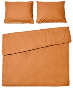 Ceglastopomarańczowa pościel dwuosobowa z bawełny stonewashed Bonami Selection, 200x220 cm