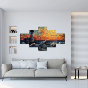 Obraz - Latarnia morska w falach (125x70 cm)