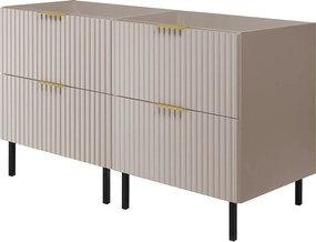 Szafka pod umywalkę, Kaszmir, 120 (2 x 60) x 77 x 46 cm, uchwyt złoty, nogi czarne, bez blatu