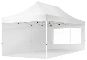 TOOLPORT 3x6 m Namiot Ekspresowy, ECONOMY Stal 30mm, ze ścianami bocznymi, okna panoramiczne, biały - (59055)
