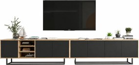 Zestaw stojących szafek rtv dąb wotan + czarny M4-E16