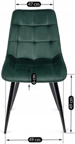 Krzesło Tapicerowane do Jadalni RIO Zielone Welurowe Nowoczesne Loft