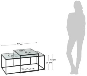 Czarne szklane stoliki zestaw 2 szt. 55x100 cm Akemi – Kave Home