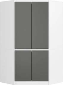 Szafa narożna AKORD S100 Biała 100 cm 4 drzwi fronty kolor Szary mat 6 półek 100x50x180 cm