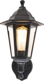 Klasyczna lampa ścienna zewnętrzna czarna z czujnikiem ruchu - New Haven