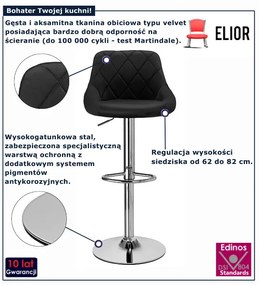 Czarny welurowy hoker na chromowanej nodze N1-D37