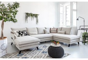 Jasnobeżowa rozkładana sofa w kształcie litery "U" Miuform Charming Charlie, prawostronna