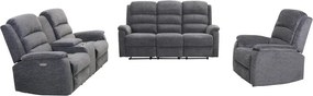 Kanapa 3+2+1 z tkaniny z elektryczną funkcją relax NEVERS - Szara