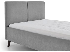 Szare tapicerowane łóżko dwuosobowe ze stelażem 140x200 cm Piano – Meise Möbel
