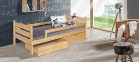 Masseno łóżko dziecięce MARIS 90x200 cm z szufladą i barierką zabezpieczającą, łóżko pojedyncze dla dziewczynek i chłopców Sosna