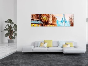 Obraz - Deszczowa pogoda i wieża Eiffla (170x50 cm)