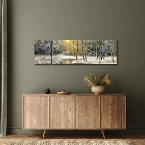 Obraz - Domek w lesie, obraz olejny (170x50 cm)
