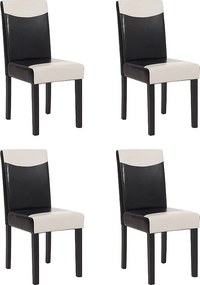 Krzesło do jadalni Littau (zestaw 4 sztuk),  imitacja skóry, czarno-białe, ciemne nogi