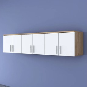 Półka ścienna – 180 x 41,4 x 37,5 cm – Orzech i biel – Płyta wiórowa