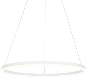 Designerska lampa wisząca biała 80 cm z wbudowanym LEDem o 3-stopniowej regulacji jasności - Anello