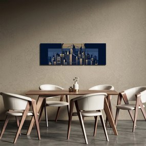 Obraz – Geometryczne miasto (z zegarem) (90x30 cm)