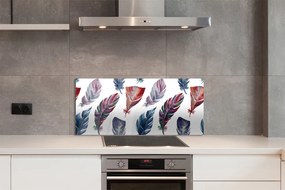 Szkło do Kuchni na Ścianę Detal Kolorowych Piór