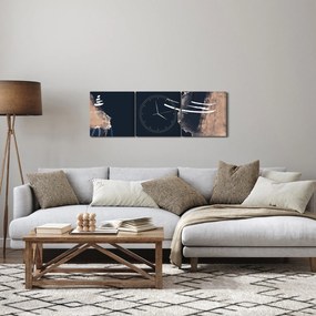 Obraz - Ciemnoniebieska abstrakcja (z zegarem) (90x30 cm)